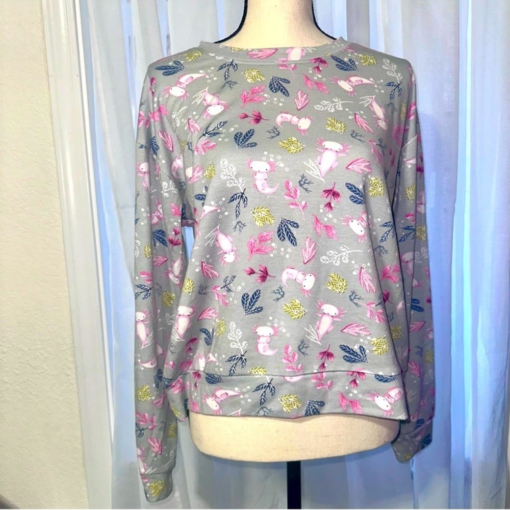 Lily White Women’s Axolotl & Undersea Print Sweatshirt, XL